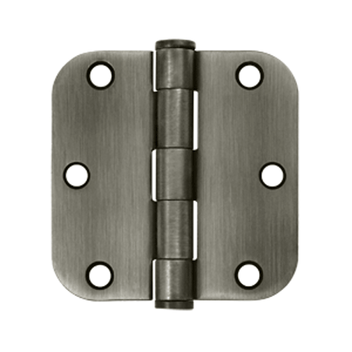 3 1/2 Inch x 3 1/2 Inch Heavy Duty Steel Hinge (Antique Nickel Finish) DELTANA