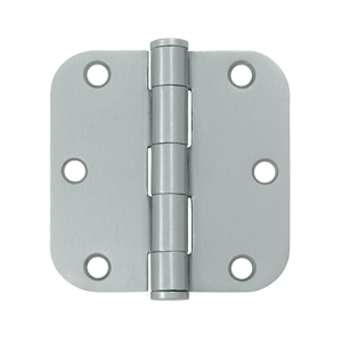 3 1/2 Inch x 3 1/2 Inch Heavy Duty Steel Hinge (Brushed Chrome Finish) DELTANA