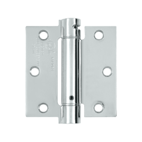 3 1/2 Inch x 3 1/2 Inch Steel Spring Hinge (Square Corner, Chrome Finish) DELTANA