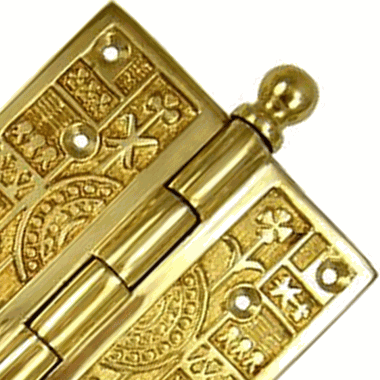 COPPER MOUNTAIN HARDWARE 3 1/2 x 3 1/2 Inch Ball Tipped Victorian Solid Brass Hinge (Polished Brass Finish)