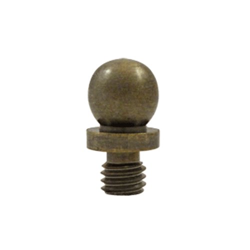 DELTANA 3/8 Inch Solid Brass Ball Tip Cabinet Finial (Antique Brass Finish)