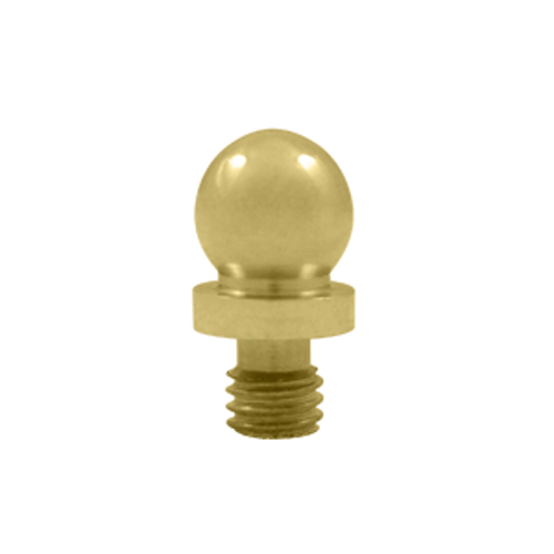 DELTANA 3/8 Inch Solid Brass Ball Tip Cabinet Finial (Polished Brass Finish)