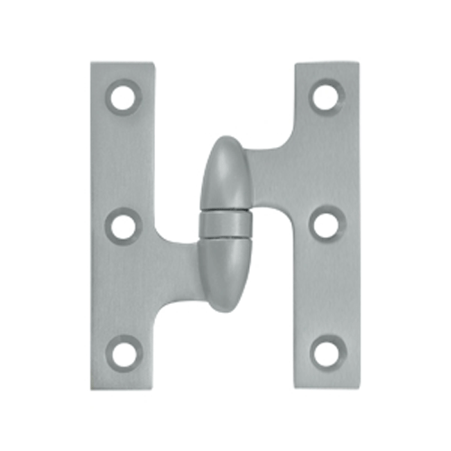 3 Inch x 2 1/2 Inch Solid Brass Olive Knuckle Hinge (Brushed Chrome Finish) DELTANA