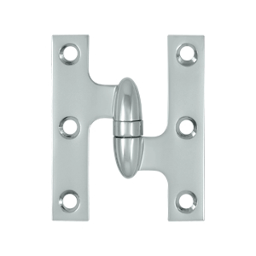 3 Inch x 2 1/2 Inch Solid Brass Olive Knuckle Hinge (Chrome Finish) DELTANA