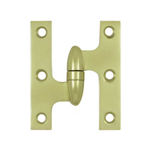 3 Inch x 2 1/2 Inch Solid Brass Olive Knuckle Hinge (Unlacquered Brass Finish) DELTANA