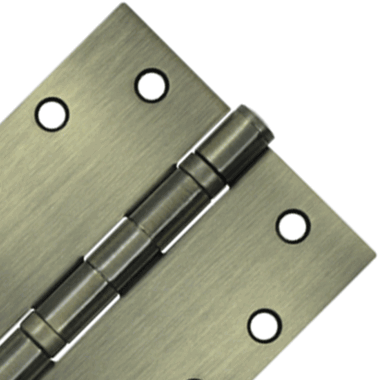 DELTANA 4 1/2 Inch x 4 1/2 Inch Double Ball Bearing Steel Hinge (Square Corner, Antique Brass Finish)