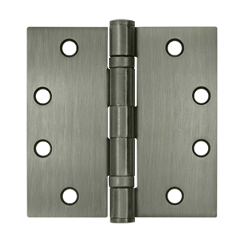 DELTANA 4 1/2 Inch x 4 1/2 Inch Double Ball Bearing Steel Hinge (Square Corner, Antique Nickel Finish)