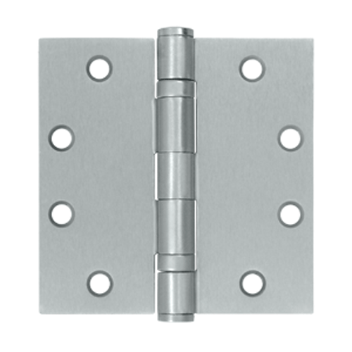 DELTANA 4 1/2 Inch x 4 1/2 Inch Double Ball Bearing Steel Hinge (Square Corner, Brushed Chrome Finish)