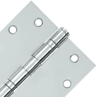 DELTANA 4 1/2 Inch x 4 1/2 Inch Double Ball Bearing Steel Hinge (Square Corner, Chrome Finish)