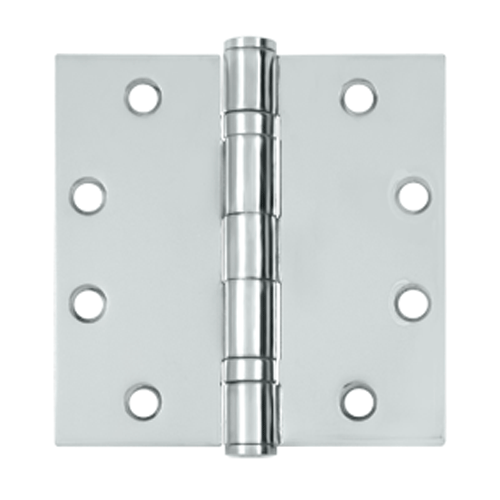 DELTANA 4 1/2 Inch x 4 1/2 Inch Double Ball Bearing Steel Hinge (Square Corner, Chrome Finish)