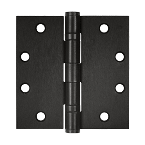 DELTANA 4 1/2 Inch x 4 1/2 Inch Double Ball Bearing Steel Hinge (Square Corner, Oil Rubbed Bronze Finish)