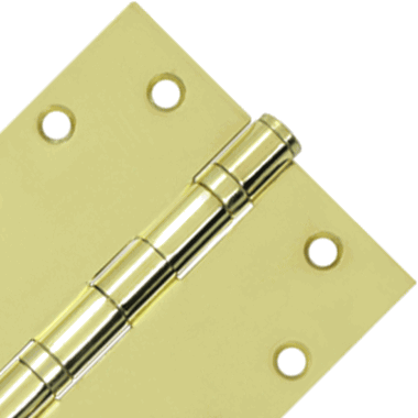 DELTANA 4 1/2 Inch x 4 1/2 Inch Double Ball Bearing Steel Hinge (Square Corner, Polished Brass Finish)