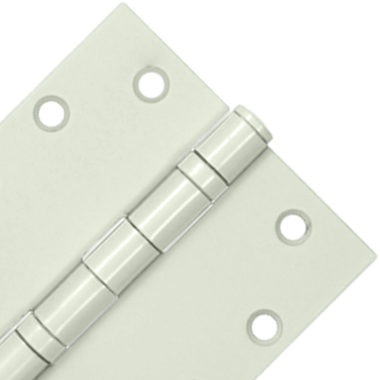 DELTANA 4 1/2 Inch x 4 1/2 Inch Double Ball Bearing Steel Hinge (Square Corner, White Finish)