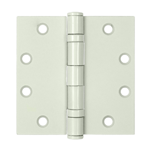 DELTANA 4 1/2 Inch x 4 1/2 Inch Double Ball Bearing Steel Hinge (Square Corner, White Finish)