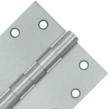 DELTANA 4 1/2 Inch x 4 1/2 Inch Heavy Duty Steel Hinge (Square Corner, Brushed Chrome Finish)