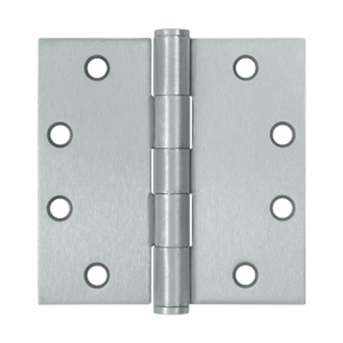 DELTANA 4 1/2 Inch x 4 1/2 Inch Heavy Duty Steel Hinge (Square Corner, Brushed Chrome Finish)