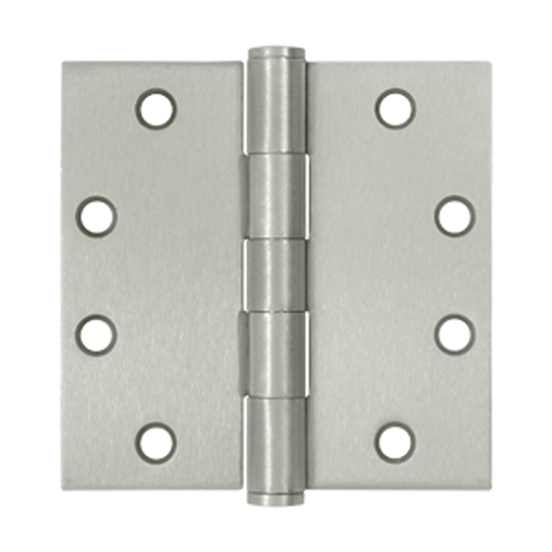 DELTANA 4 1/2 Inch x 4 1/2 Inch Heavy Duty Steel Hinge (Square Corner, Brushed Nickel Finish)