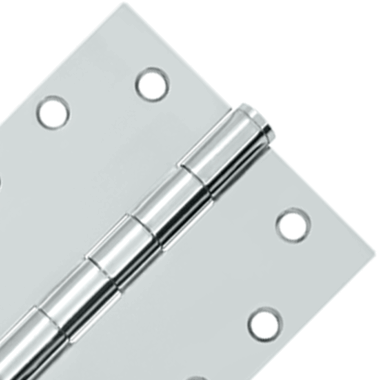 4 1/2 Inch x 4 1/2 Inch Heavy Duty Steel Hinge (Square Corner, Chrome Finish) DELTANA
