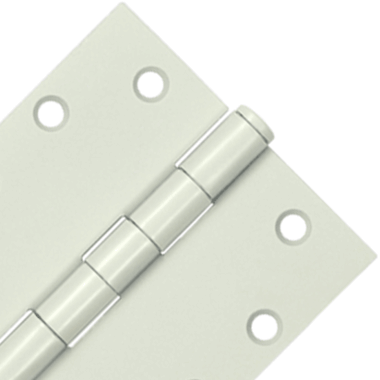 4 1/2 Inch x 4 1/2 Inch Heavy Duty Steel Hinge (Square Corner, White Finish) DELTANA