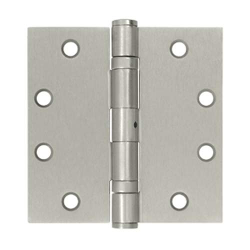 DELTANA 4 1/2 Inch x 4 1/2 Inch Non-Removable Pin Steel Hinge (Square Corner, Brushed Nickel Finish)