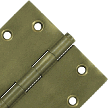 4 1/2 Inch X 4 1/2 Inch Solid Brass Hinge Interchangeable Finials (Square Corner, Bronze Medium Finish) DELTANA