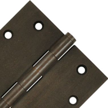 DELTANA 4 1/2 Inch X 4 1/2 Inch Solid Brass Hinge Interchangeable Finials (Square Corner, Bronze Rust Finish)