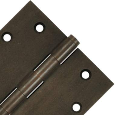 DELTANA 4 1/2 Inch X 4 1/2 Inch Solid Brass Hinge Interchangeable Finials (Square Corner, Bronze Rust Finish)