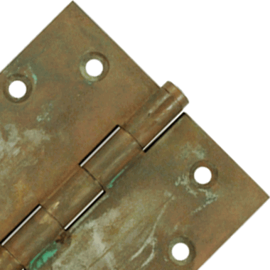 4 1/2 Inch X 4 1/2 Inch Solid Brass Hinge Interchangeable Finials (Square Corner, Rust Finish) DELTANA