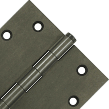 DELTANA 4 1/2 Inch X 4 1/2 Inch Solid Brass Hinge Interchangeable Finials (Square Corner, White Bronze Dark Finish)