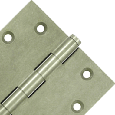 DELTANA 4 1/2 Inch X 4 1/2 Inch Solid Brass Hinge Interchangeable Finials (Square Corner, White Bronze Light Finish)