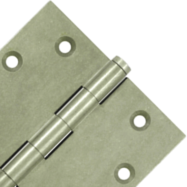 DELTANA 4 1/2 Inch X 4 1/2 Inch Solid Brass Hinge Interchangeable Finials (Square Corner, White Bronze Light Finish)