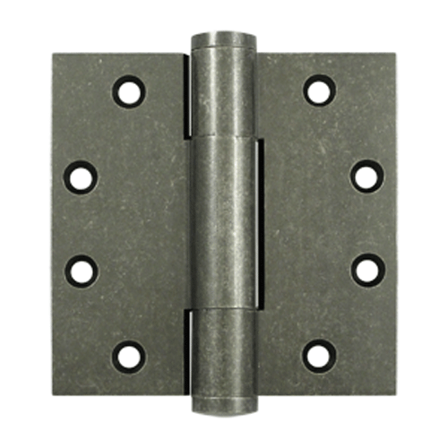 DELTANA 4 1/2 Inch X 4 1/2 Inch Solid Brass Hinge Interchangeable Finials (White Bronze Medium Finish)