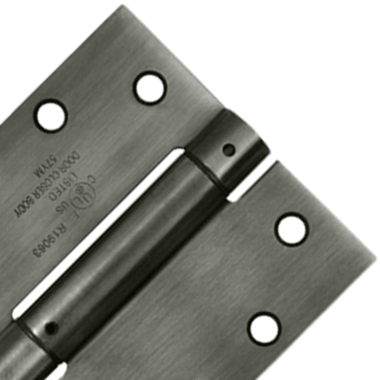 DELTANA 4 1/2 Inch x 4 1/2 Inch Steel Spring Hinge (Square Corner, Antique Nickel Finish)