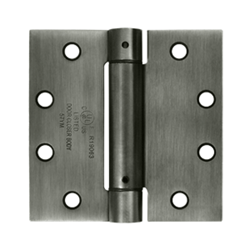 DELTANA 4 1/2 Inch x 4 1/2 Inch Steel Spring Hinge (Square Corner, Antique Nickel Finish)