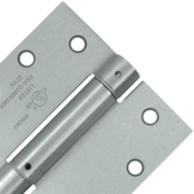 DELTANA 4 1/2 Inch x 4 1/2 Inch Steel Spring Hinge (Square Corner, Brushed Chrome Finish)