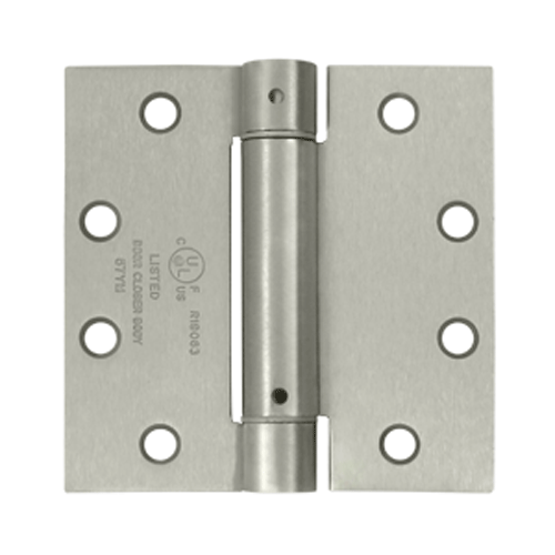 4 1/2 Inch x 4 1/2 Inch Steel Spring Hinge (Square Corner, Brushed Nickel Finish) DELTANA