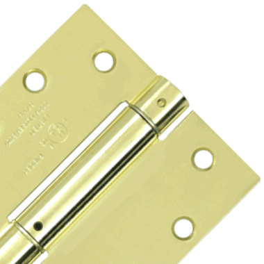 DELTANA 4 1/2 Inch x 4 1/2 Inch Steel Spring Hinge (Square Corner, Polished Brass Finish)