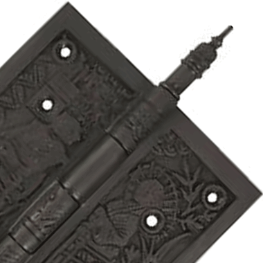 COPPER MOUNTAIN HARDWARE 4 1/2 x 4 1/2 Inch Japanesque Style Ornate Solid Brass Hinge (Oil Rubbed Bronze Finish)