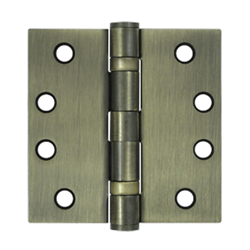 4 Inch x 4 Inch Ball Bearing Steel Hinge (Antique Brass Finish) DELTANA