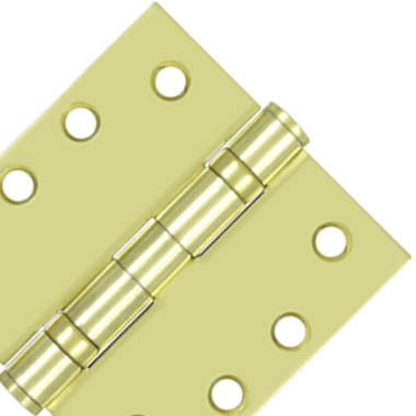 4 Inch x 4 Inch Ball Bearing Steel Hinge (Polished Brass Finish) DELTANA