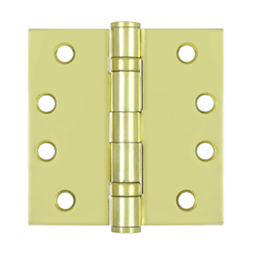 4 Inch x 4 Inch Ball Bearing Steel Hinge (Polished Brass Finish) DELTANA