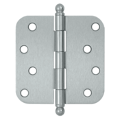 DELTANA 4 Inch x 4 Inch Ball Tip Steel Hinge (Brushed Chrome Finish)