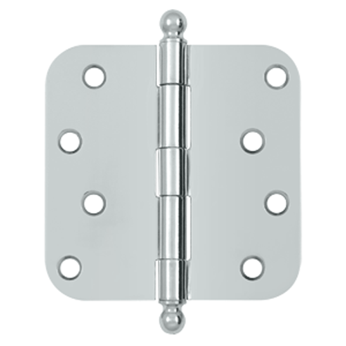 DELTANA 4 Inch x 4 Inch Ball Tip Steel Hinge (Chrome Finish)