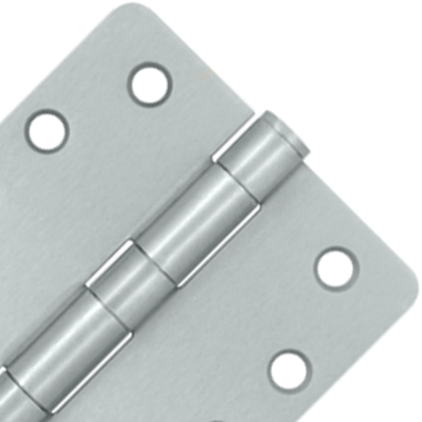 4 Inch x 4 Inch Heavy Duty Steel Hinge (1/4 Radius Corner, Brushed Chrome Finish) DELTANA