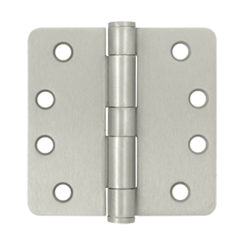 4 Inch x 4 Inch Heavy Duty Steel Hinge (1/4 Radius Corner, Brushed Nickel Finish) DELTANA