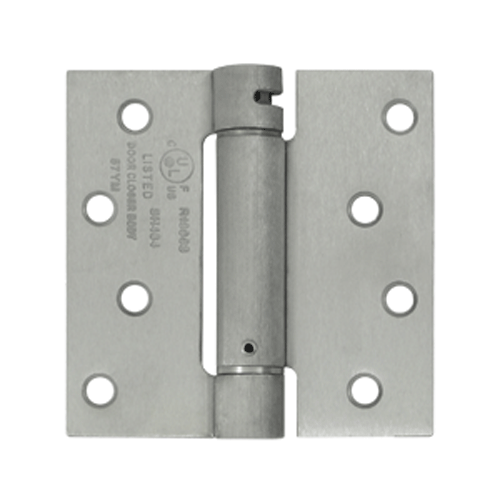 DELTANA 4 Inch x 4 Inch Stainless Steel Spring Hinge (Square Corner, Brushed Finish)