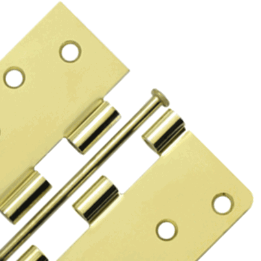 4 Inch x 4 Inch Steel Hinge (1/4 Radius x Square Corner, (Polished/Brushed Brass Finish) DELTANA