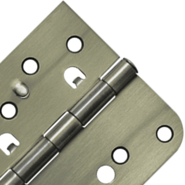 DELTANA 4 Inch x 4 Inch Steel Hinge (5/8 Radius x Square Corner, Antique Brass Finish)