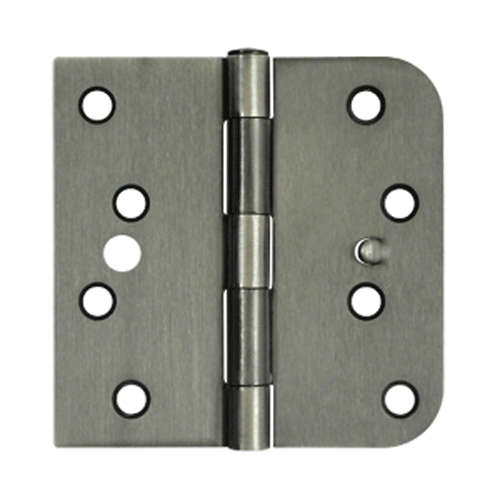 DELTANA 4 Inch x 4 Inch Steel Hinge (5/8 Radius x Square Corner, Antique Nickel Finish)