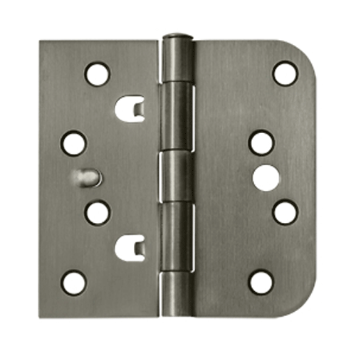 DELTANA 4 Inch x 4 Inch Steel Hinge (5/8 Radius x Square Corner, Antique Nickel Finish)